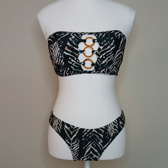 NWOT VENUS Bandeau Top Bikini Multicolour Printed Size 6 - Picture 1 of 11